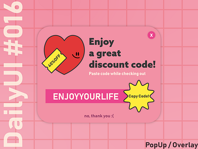 DailyUi #016 - PopUp / Overlay drawing heart illustration modal pink popup ui ux web webpage