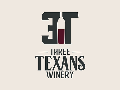 Three Texans Winery and Vineyard brand branding graphic design logo logo design rustic temple tc texas wine wine bottle winery