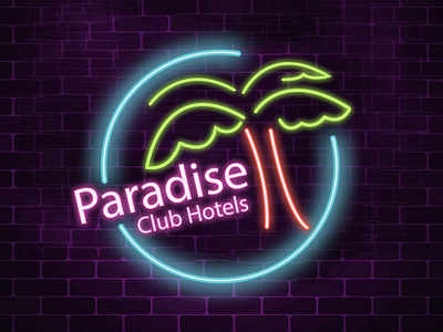 Paradise adobe illustrator graphicdesign logodesign neon colors neon lights