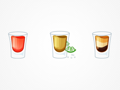 Round of Shots alabama slammer alcohol b 52 cocktails icons illustration lime salt tequila vector