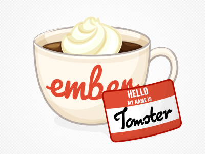 Ember Meetup Icon coffee ember icon illustration meetup nametag vector whip cream