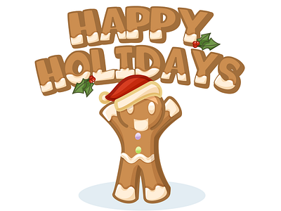 Happy Holidays character design christmas cookie danta hat dunkin gingerbread man happy holidays holly illustration stickers vector winter
