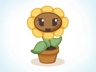 Blossom character design flower illustration pot sunflower vector