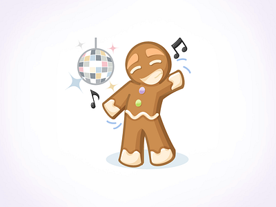 Boogie Oogie - Dancing character design disco ball gingerbread man illustration music notes vector