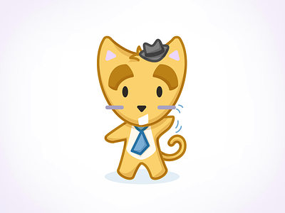 Romeow cat character design emoji emoticon hat illustration stickers tie vector