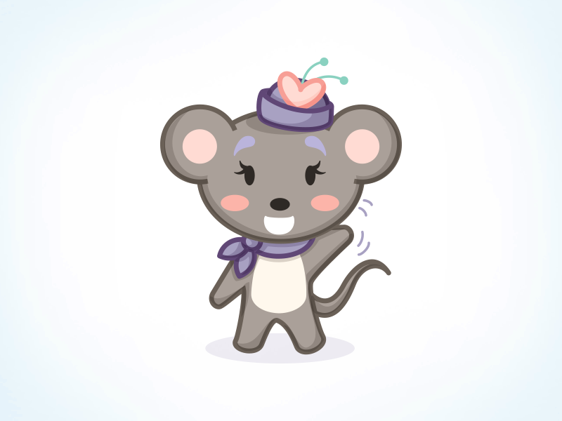 Olive - imo.im Character vector illustration mouse hat stickers emoji emoticon scarf wave happy character design