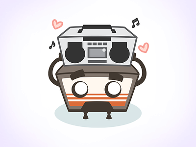 Max Cassette - Sticker Preview boombox cassette tape character design emoji illustration love say anything sticker stickers valentine vector