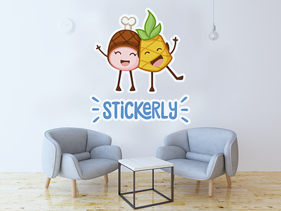Stickerly Bffs character design digital stickers ham illustration pineapple vector wall graphics