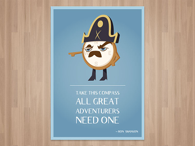Adventurers - Ron Swanson Inspired Wall Art character design compass illustration parks and rec parks and recreation ron swanson wall art