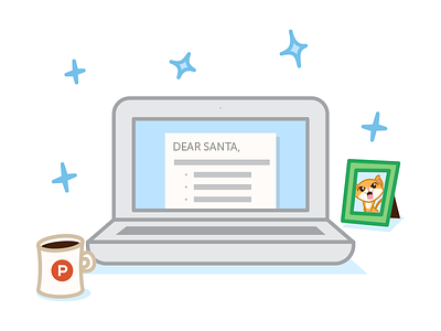 Tech Letter to Santa - Product Hunt Secret Santa coffee computer document illustration laptop picture frame vector