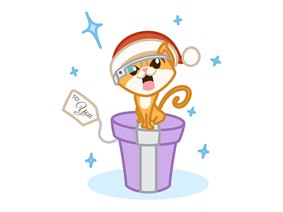PH Kitty - Product Hunt Secret Santa cat character design gift google glass illustration kitten santa vector