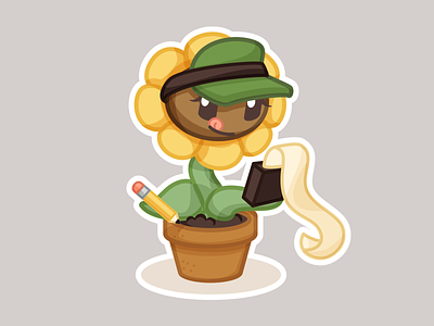 Blossom Hard at Work - Sticker accounting character design flower illustration pencil sunflower vector work