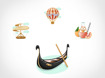 Italian Affair Preview gondola helicopter hot air balloon icon illustration italian soda italy vector