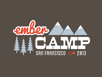 Ember Camp Final bugle ember illustration mountains t shirt trees vector