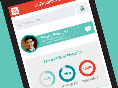 App for CoFoundrs Community cofounders community ios iphone mobile social network ui