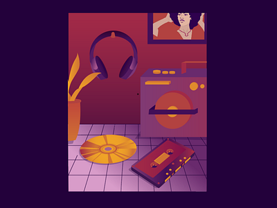 Music Related Illustration 3d cassette design gradients graphic design illustration illustrator magenta poster vectors