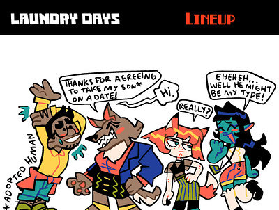 Laundry Days Lineup character design illustration