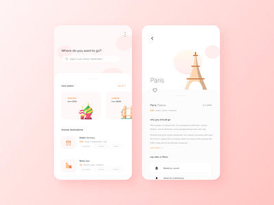 Travel App app clean design light minimal mobile mobile design travel travel app traveling trip typography ui uiux user interface ux