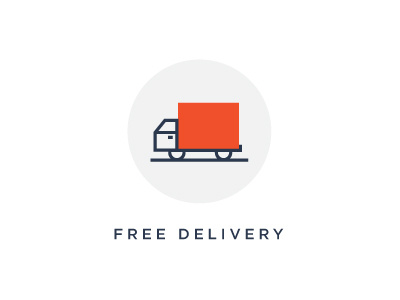 Free Delivery blue grey icon line red truck