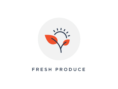Fresh Produce blue fresh grey icon leaf leaves line produce red sun