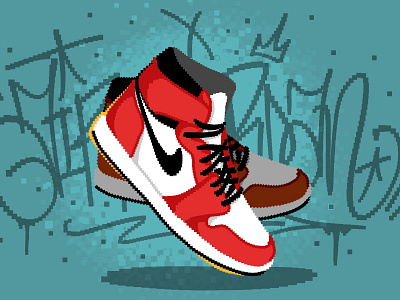 Pixel Jordans airjordan brush calligraphy design illustration jordan lettering nike nikesb offwhite pixel pixel art pixelbrush pixels procreate sneakers