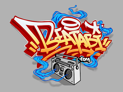 Boombox Hiphop beat boombox font graffiti hiphop instrumental ipadpro lettering lettering logo orange procreate red star tape typography wave