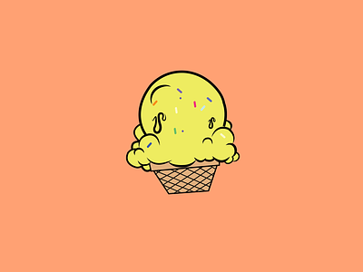 Tiny cone 2d adorable animation artoftheday cartoon character character animation colorful design drips ice cream icecream illustration lemon melting orange vector yellow