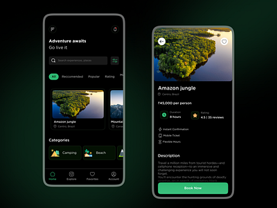 Experience Booking dark mode design flat hospitality industry ui