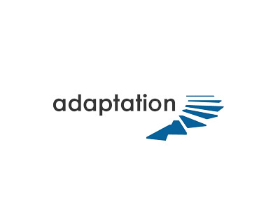 Adaptation - Program of professional growth blue flat font gray letter logo