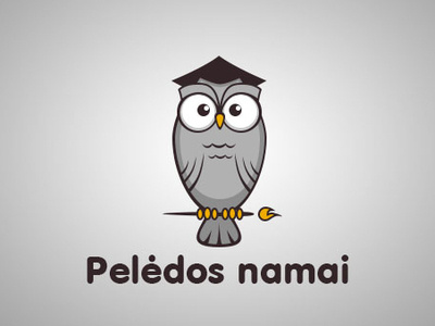 "Peledos namai" logo bird grey owl owl logo