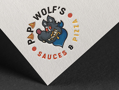 Papa Wolf's Sauce & Pizza business cartoon cartoon illustration cheese logo logo design pizza sauce wolf