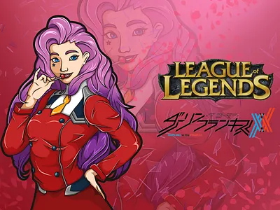 Seraphine x Zero Two cartoon darling illustration league of legends riotgames