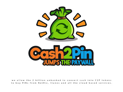 Cash2Pin cash illustration logo logo design mobile phone