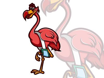 Flamingo with a Broken Leg broken character flame logo flamingo illustration leg pink