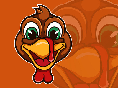 Happy-faced Turkey chicken cute happy illustration logo orange thanksgiving turkey day
