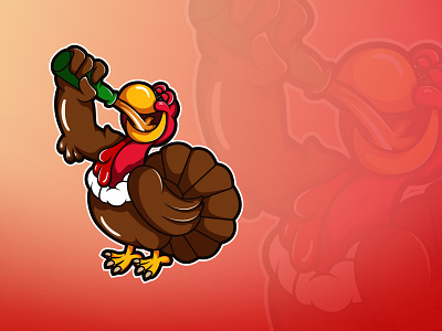 Drunk Turkey on Thanksgiving Day ! beer cartoon character drunk illustration logo thanksgiving thanksgiving day