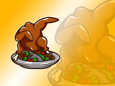 Dabbing Roasted Turkey illustration logo roasted turkey thanksgiving