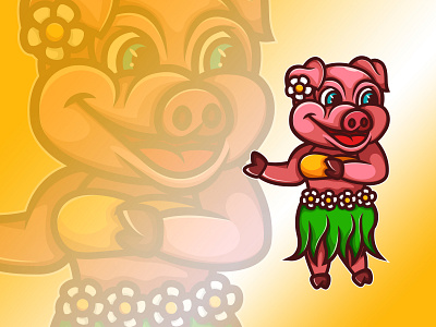 Aloha Pig! hawaii hawaiian illustration layout logo piglet pink shirt summer