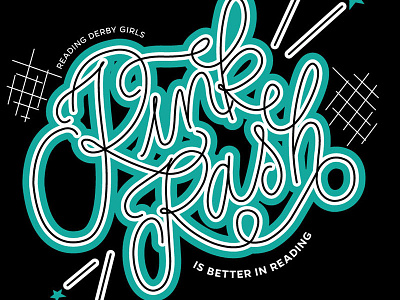 Rink Rash, Two color derby design lettering rash rink roller derby script