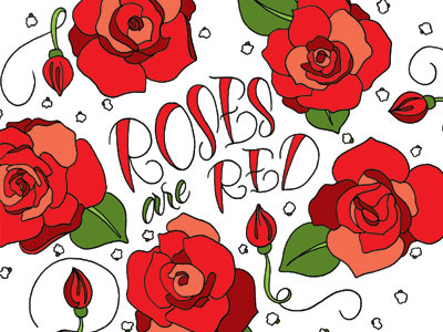 Roses are Red floral flowers illustration lettering print red roses stationery tattoo