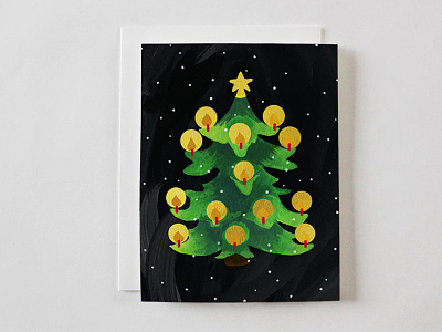 Candlelit Tree christmas christmas card christmas tree gouache greeting card illustrator stationery