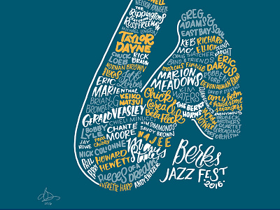 Berks Jazz Fest 2016 berks graphic jazz lettering pennsylvania reading saxophone typography