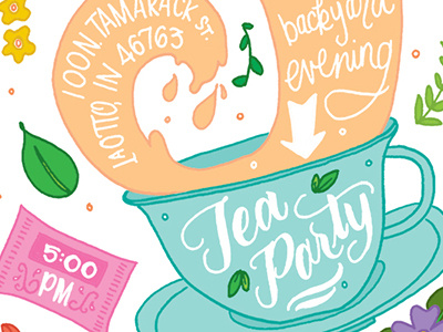 Tea Party Birthday birthday hand lettering illustration invitation lettering party stationery sugar tea