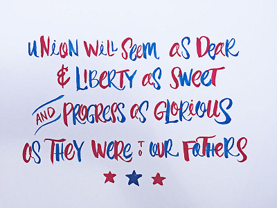 Quote on Fourth of July america brush design gouache lettering paint patriotic quote usa