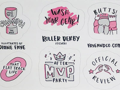 Roller Derby Sticker Sheets athletic champs derby design illustration roller roller derby sports sticker