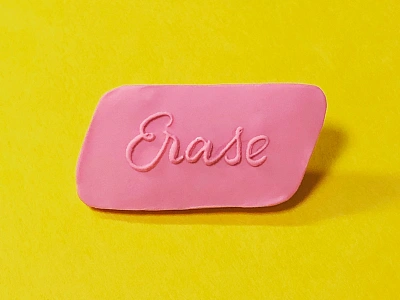 Erase Pin art erase eraser goods illustration lettering office office supplies pin