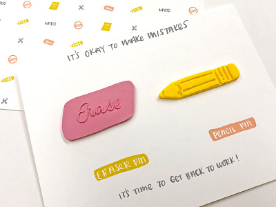 Eraser & Pencil Pin Set artist eraser etsy handmade office supplies pencil pin set teacher