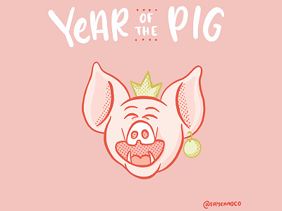 Year of the Pig 2019 character chinese illustration lettering lunar new year pig