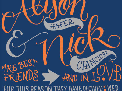 Alison & Nick Rebound illustration invitations lettering stationery wedding