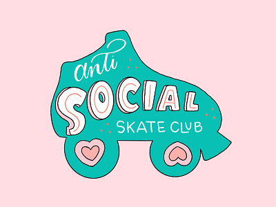 Anti Social Skate Club derby design illustration lettering roller derby roller skate skate skate club sticker